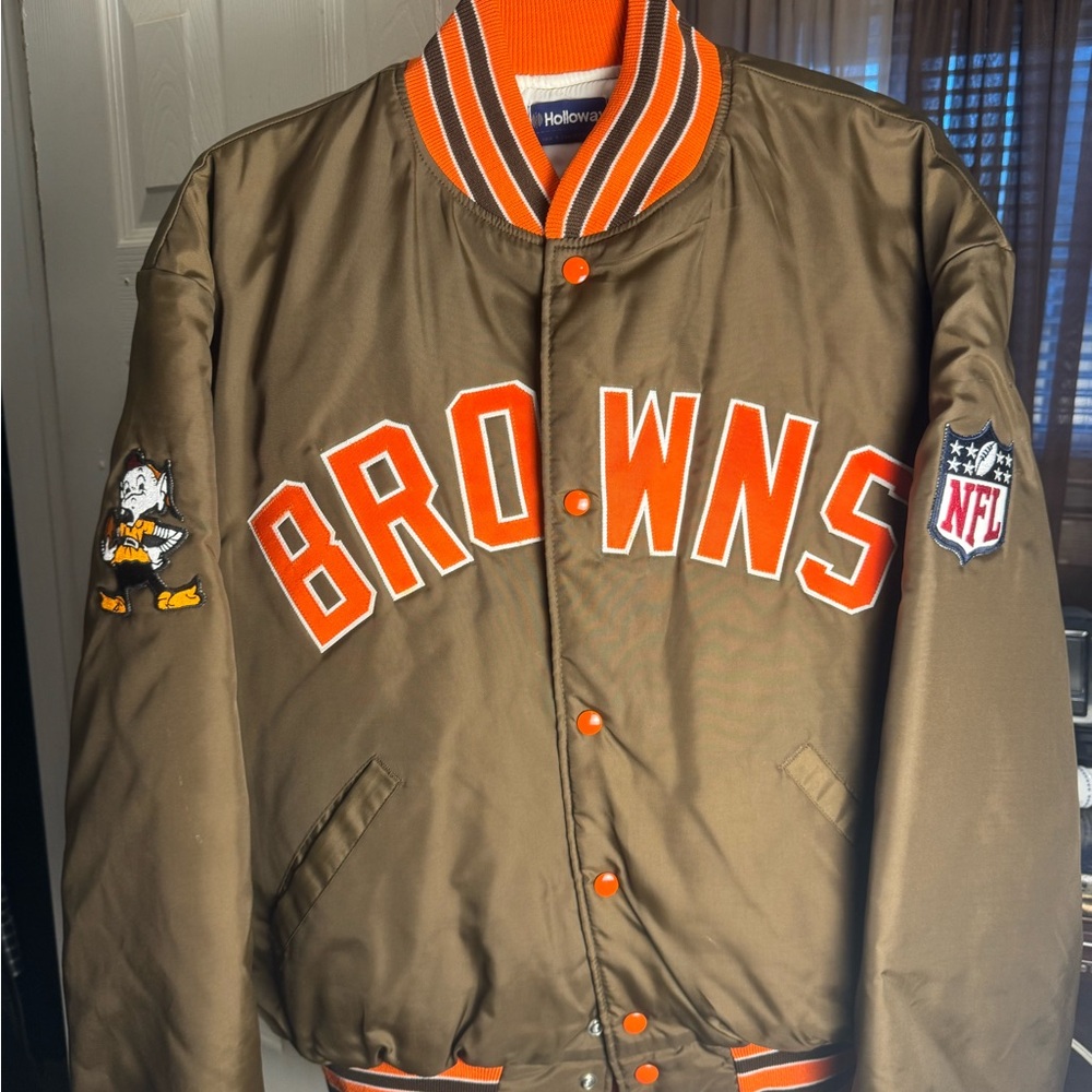 Brown and Orange NFL Varsity Jacket